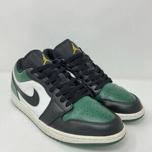 Nike Air Jordan 1 Low Black Green Toe Basketball Sneakers 553558-371 Men size 13